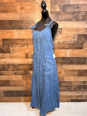 NEW NWT Free People Women's Denim Jean Overall Maxi Dress Large L TEP 125
